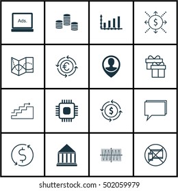 Set Of 16 Universal Editable Icons For Project Management, Advertising And Human Resources Topics. Includes Icons Such As Digital Media, Chip, Forbidden Mobile And More.