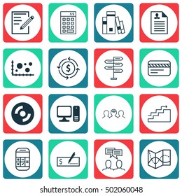 Set Of 16 Universal Editable Icons For Statistics, Human Resources And Project Management Topics. Includes Icons Such As Paper, Discussion, Growth And More.