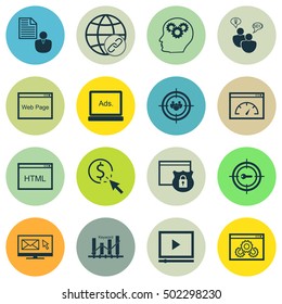 Set Of 16 Universal Editable Icons. Can Be Used For Web, Mobile And App Design. Includes Icons Such As Connectivity, Video Player, PPC And More.