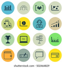 Set Of 16 Universal Editable Icons. Can Be Used For Web, Mobile And App Design. Includes Icons Such As Operator, Digital Media, Bank Payment And More.