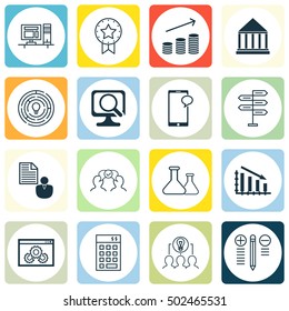 Set Of 16 Universal Editable Icons. Can Be Used For Web, Mobile And App Design. Includes Icons Such As Collaborative Solution, Decision Making, Computer And More.