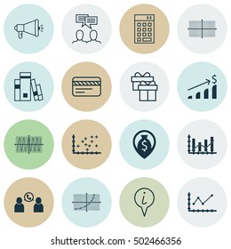 Set Of 16 Universal Editable Icons. Can Be Used For Web, Mobile And App Design. Includes Icons Such As Changes Graph, Investment, Present And More.
