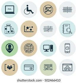 Set Of 16 Universal Editable Icons. Can Be Used For Web, Mobile And App Design. Includes Icons Such As Call Duration, Digital Media, Accessibility And More.