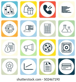 Set Of 16 Universal Editable Icons. Can Be Used For Web, Mobile And App Design. Includes Icons Such As Personal Skills, Shopping, Library And More.