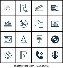 Set Of 16 Universal Editable Icons. Can Be Used For Web, Mobile And App Design. Includes Icons Such As Website Performance, Forbidden Mobile, Decorated Tree And More.