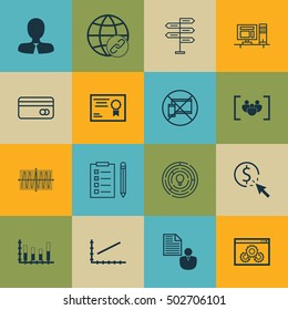 Set Of 16 Universal Editable Icons. Can Be Used For Web, Mobile And App Design. Includes Icons Such As Website Performance, Report, Questionnaire And More.