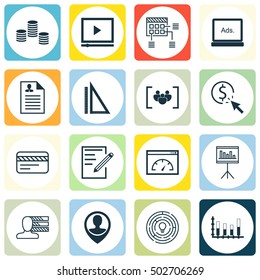 Set Of 16 Universal Editable Icons. Includes Elements Such As Schedule, Digital Media, Innovation And More