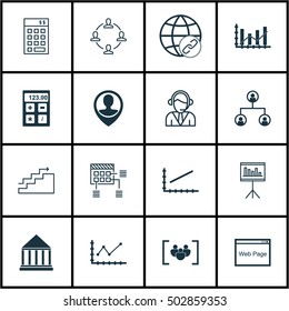 Set Of 16 Universal Editable Icons For Human Resources, SEO And Marketing Topics. Includes Icons Such As Raise Diagram, Schedule, Operator And More.