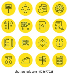 Set Of 16 Universal Editable Icons. Can Be Used For Web, Mobile And App Design. Includes Icons Such As Reminder, Opportunity, Analysis And More.
