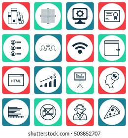 Set Of 16 Universal Editable Icons. Can Be Used For Web, Mobile And App Design. Includes Icons Such As Wallet, Coding, Forbidden Mobile And More.