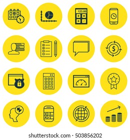 Set Of 16 Universal Editable Icons. Can Be Used For Web, Mobile And App Design. Includes Icons Such As Financial, Appointment, Loading Speed And More.