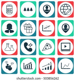 Set Of 16 Universal Editable Icons. Can Be Used For Web, Mobile And App Design. Includes Icons Such As Holiday Ornament, Present, Connectivity And More.