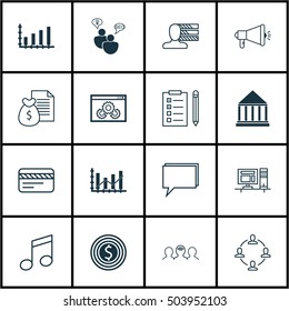 Set Of 16 Universal Editable Icons. Can Be Used For Web, Mobile And App Design. Includes Icons Such As Reminder, Education Center, Website Performance And More.