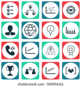 Set Of 16 Universal Editable Icons. Can Be Used For Web, Mobile And App Design. Includes Icons Such As Info Pointer, Tree Structure, Phone Conference And More.