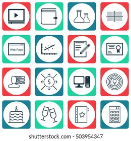 Set Of 16 Universal Editable Icons. Can Be Used For Web, Mobile And App Design. Includes Icons Such As Money, Innovation, Desktop Computer And More.