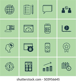 Set Of 16 Universal Editable Icons. Can Be Used For Web, Mobile And App Design. Includes Icons Such As Security, Appointment, Reminder And More.