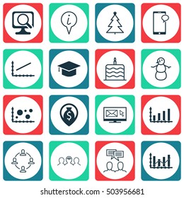 Set Of 16 Universal Editable Icons. Can Be Used For Web, Mobile And App Design. Includes Icons Such As Line Up, Dynamics, Money Navigation And More.