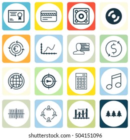 Set Of 16 Universal Editable Icons. Can Be Used For Web, Mobile And App Design. Includes Icons Such As Holiday Ornament, Bank Card, Keyword Optimisation And More.