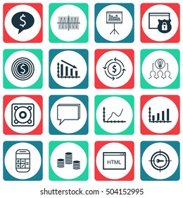 Set Of 16 Universal Editable Icons. Can Be Used For Web, Mobile And App Design. Includes Icons Such As Collaborative Solution, Security, Business Deal And More.