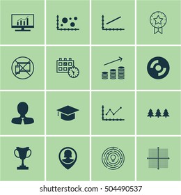 Set Of 16 Universal Editable Icons. Can Be Used For Web, Mobile And App Design. Includes Icons Such As Blank Cd, Innovation, Manager And More.