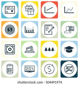 Set Of 16 Universal Editable Icons. Can Be Used For Web, Mobile And App Design. Includes Icons Such As Personal Skills, Holiday Ornament, Music And More.