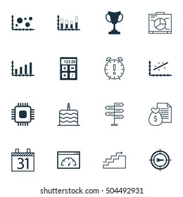 Set Of 16 Universal Editable Icons. Can Be Used For Web, Mobile And App Design. Includes Icons Such As Tournament, Analytics, Keyword Marketing And More.