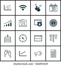 Set Of 16 Universal Editable Icons. Can Be Used For Web, Mobile And App Design. Includes Icons Such As Decision Making, Board, Wireless And More.