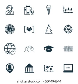 Set Of 16 Universal Editable Icons. Can Be Used For Web, Mobile And App Design. Includes Icons Such As Operator, Focus Group, Connectivity And More.