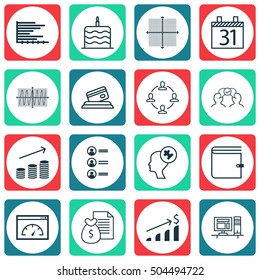Set Of 16 Universal Editable Icons. Can Be Used For Web, Mobile And App Design. Includes Icons Such As Human Mind, Computer, Credit Card And More.