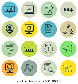 Set Of 16 Universal Editable Icons. Can Be Used For Web, Mobile And App Design. Includes Icons Such As Paper, Chemical, Employee Location And More.