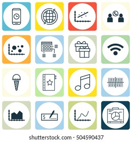 Set Of 16 Universal Editable Icons. Can Be Used For Web, Mobile And App Design. Includes Icons Such As Sequence Graphics, Present, Warranty And More.