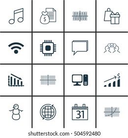Set Of 16 Universal Editable Icons. Can Be Used For Web, Mobile And App Design. Includes Icons Such As Cooperation, Date, Desktop Computer And More.