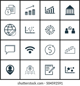Set Of 16 Universal Editable Icons. Can Be Used For Web, Mobile And App Design. Includes Icons Such As Growth, Pin Employee, Comparison And More.