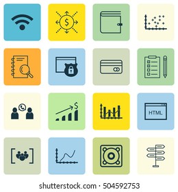 Set Of 16 Universal Editable Icons. Can Be Used For Web, Mobile And App Design. Includes Icons Such As Opportunity, Phone Conference, Raise Diagram And More.