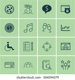 Set Of 16 Universal Editable Icons. Can Be Used For Web, Mobile And App Design. Includes Icons Such As Stock Market, Analysis, Business Goal And More