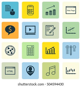 Set Of 16 Universal Editable Icons. Can Be Used For Web, Mobile And App Design. Includes Icons Such As Decision Making, Coins Growth, Business Deal And More.