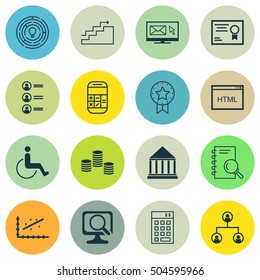 Set Of 16 Universal Editable Icons. Can Be Used For Web, Mobile And App Design. Includes Icons Such As Innovation, Education Center, Certificate And More.