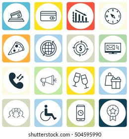 Set Of 16 Universal Editable Icons. Can Be Used For Web, Mobile And App Design. Includes Icons Such As Newsletter, Accessibility, Credit Card And More.