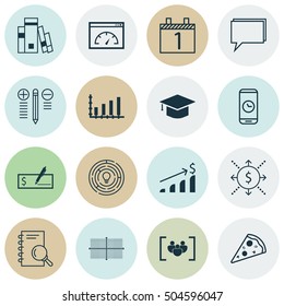 Set Of 16 Universal Editable Icons. Can Be Used For Web, Mobile And App Design. Includes Icons Such As Library, Money, Decision Making And More.