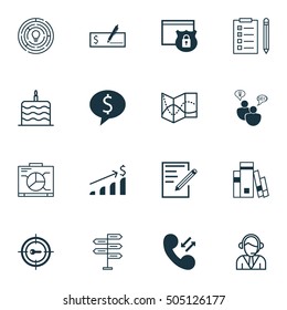 Set Of 16 Universal Editable Icons. Can Be Used For Web, Mobile And App Design. Includes Icons Such As Successful Investment, Bank Payment, Cellular Data And More.