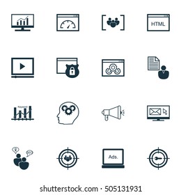 Set Of 16 Universal Editable Icons. Can Be Used For Web, Mobile And App Design. Includes Icons Such As Loading Speed, Questionnaire, Report And More.