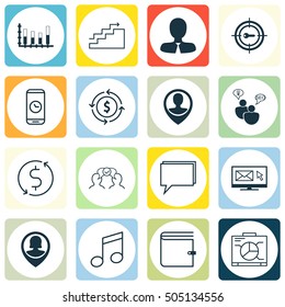 Set Of 16 Universal Editable Icons. Can Be Used For Web, Mobile And App Design. Includes Icons Such As Keyword Marketing, Newsletter, SEO Brainstorm And More.