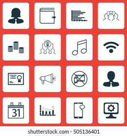 Set Of 16 Universal Editable Icons. Can Be Used For Web, Mobile And App Design. Includes Icons Such As Forbidden Mobile, Wallet, Certificate And More.