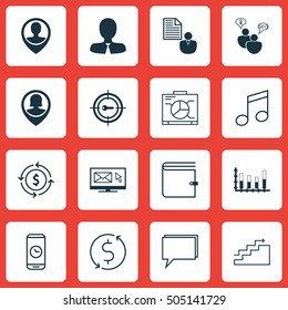 Set Of 16 Universal Editable Icons. Can Be Used For Web, Mobile And App Design. Includes Icons Such As Conference, Employee Location, SEO Brainstorm And More.