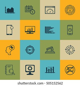 Set Of 16 Universal Editable Icons. Can Be Used For Web, Mobile And App Design. Includes Icons Such As Appointment, Forbidden Mobile, PC And More.