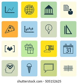 Set Of 16 Universal Editable Icons. Can Be Used For Web, Mobile And App Design. Includes Icons Such As Personal Skills, Education Center, Cosinus Diagram And More.