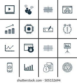 Set Of 16 Universal Editable Icons. Can Be Used For Web, Mobile And App Design. Includes Icons Such As Chip, Bank Payment, Security And More.