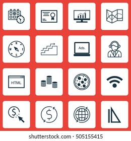 Set Of 16 Universal Editable Icons. Can Be Used For Web, Mobile And App Design. Includes Icons Such As Money, Road Map, PPC And More.