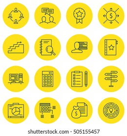 Set Of 16 Universal Editable Icons. Can Be Used For Web, Mobile And App Design. Includes Icons Such As Computer, Board, Analysis And More.