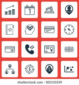 Set Of 16 Universal Editable Icons. Can Be Used For Web, Mobile And App Design. Includes Icons Such As Brain Process, Locate, Credit Card And More.